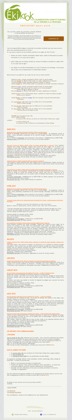 Les dernières nouvelles de l'asbl Ekikrok