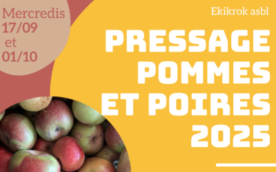 Grand retour 2025 du pressage de vos pommes et poires – rdv les 17/09 et 01/10